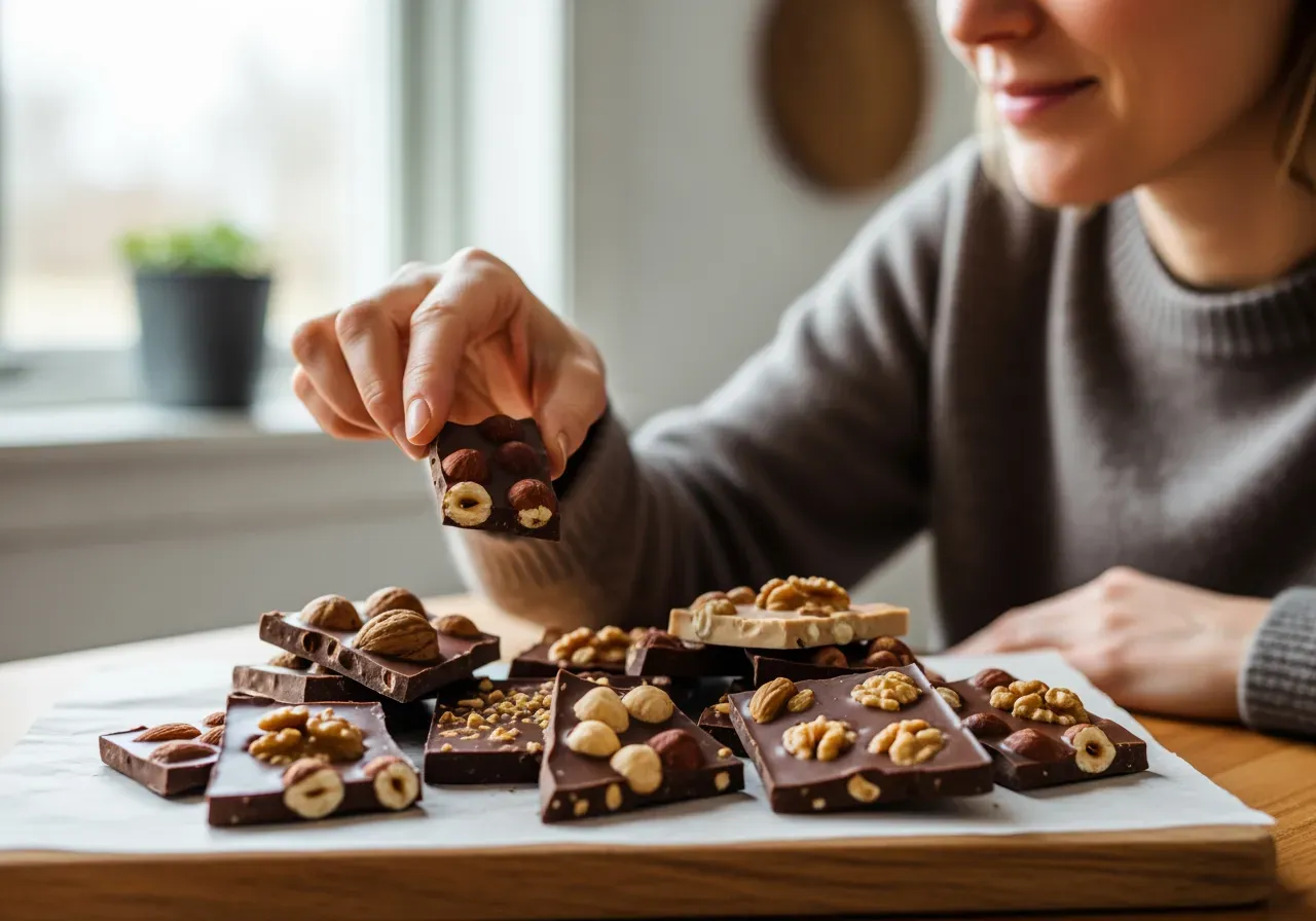 Nyttiga chokladbitar med nötter