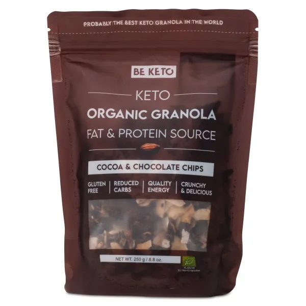 BeKeto KETO Organic Granola, Cocoa & Chocolate Chips, 250 g
