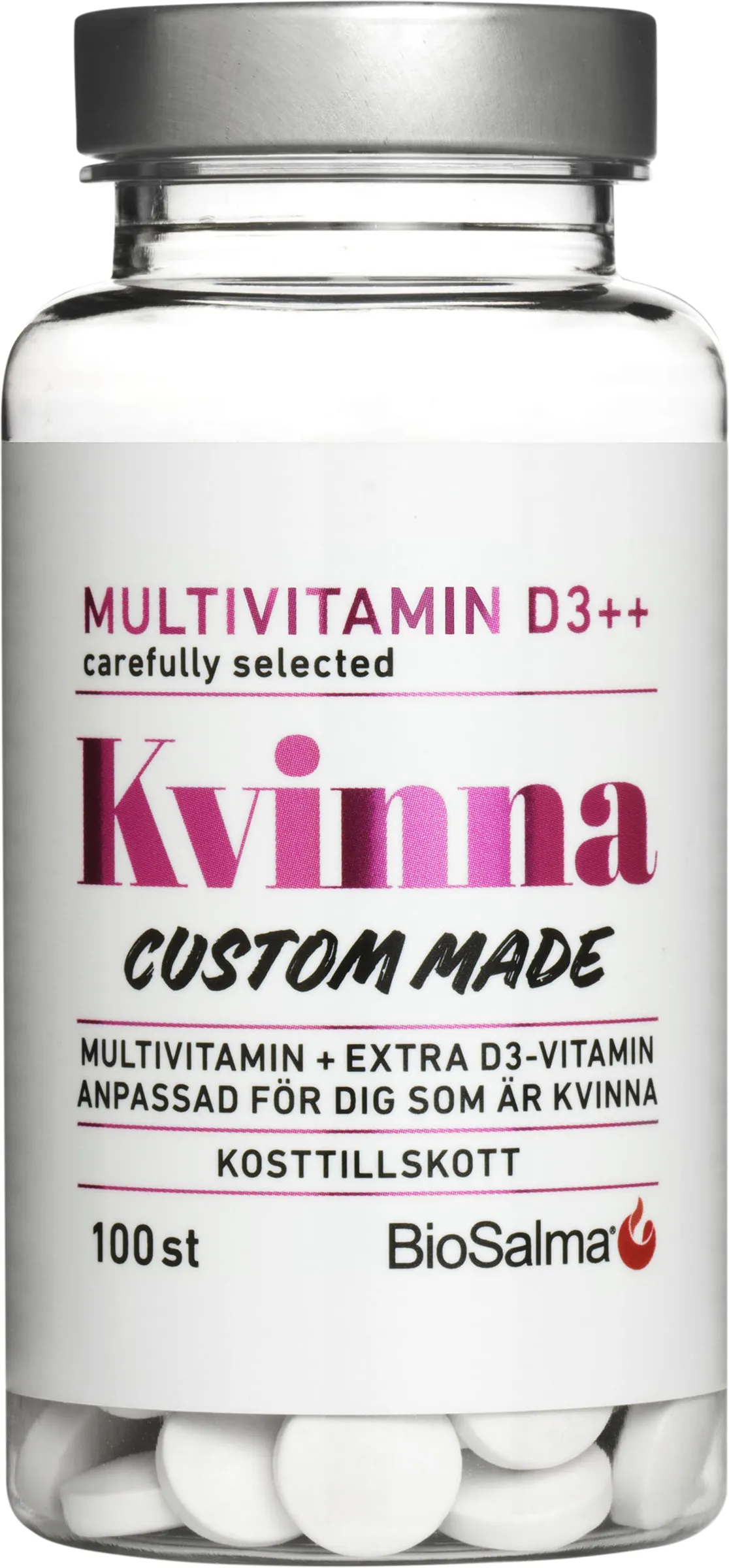 Biosalma Multivitamin kvinna D-vitamin++ 100 st
