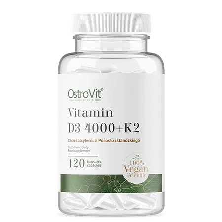 D-Vitamin D3 4000 IU, Vegan, 100 mcg, + K2. 120 kapslar