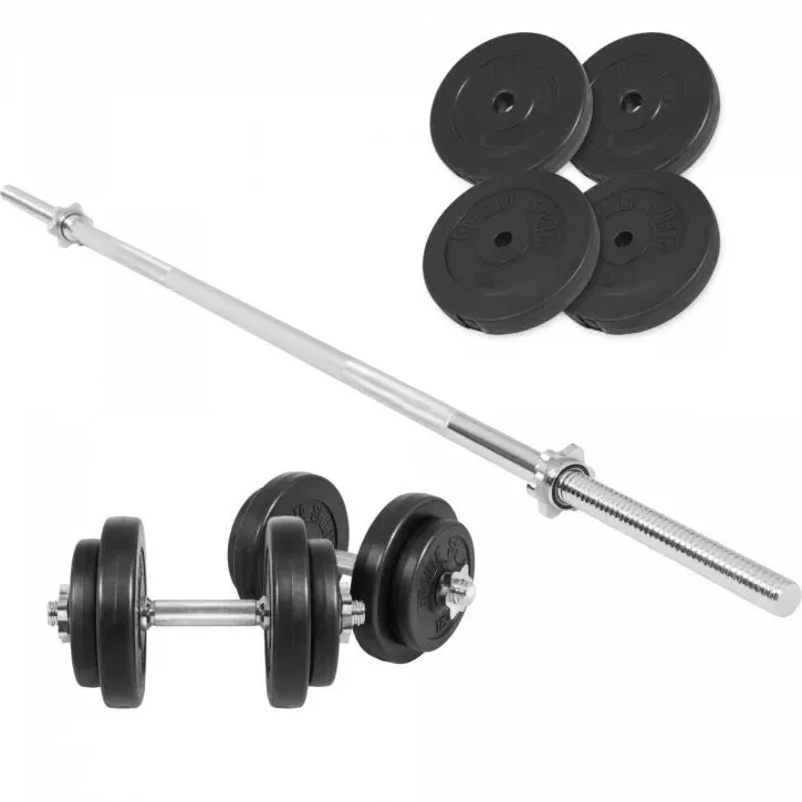 Gorilla Sports Skivstång Hantlar BASIC - 60 kg, Skivstångsset plast