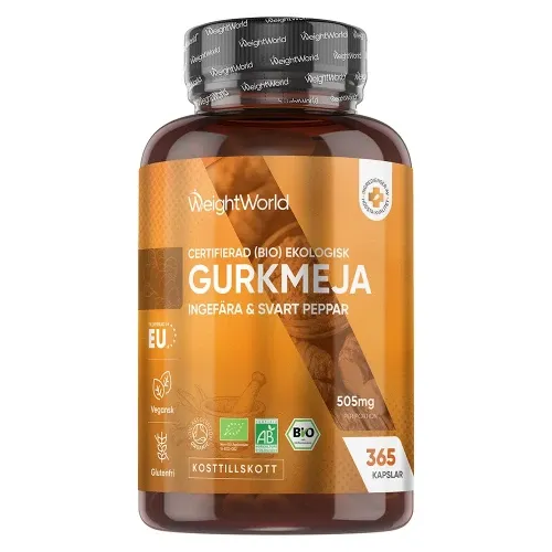 Gurkmeja, 505mg 365 kapslar med ingefära & svartpeppar - Kosttillskott för leder