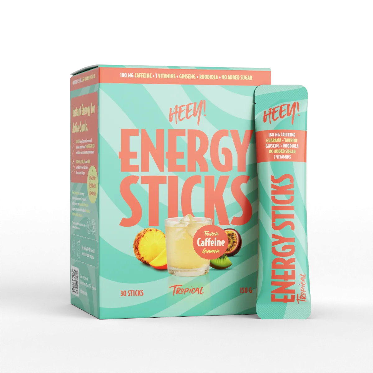 Heey! Energy Sticks Koffein + Guarana, Tropical 30 stk 30 st