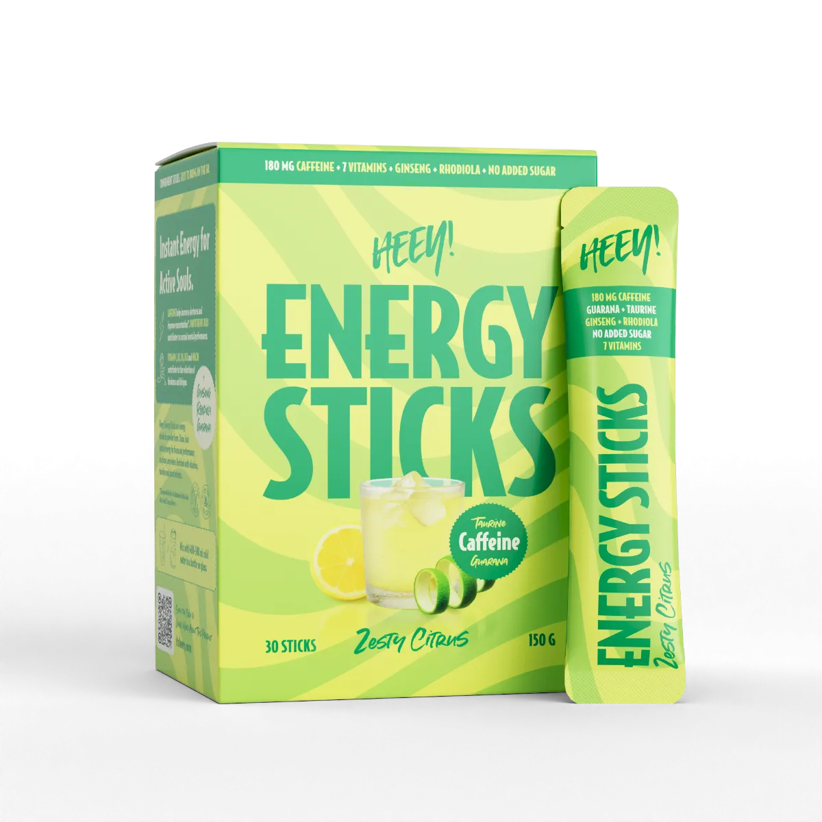 Heey! Energy Sticks Koffein + Guarana, Zesty Citrus 30 stk 30 st