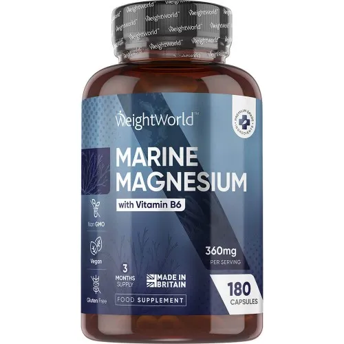 Magnesiumoxid med vitamin B6, marint ursprung 180 kapslar, 360 mg