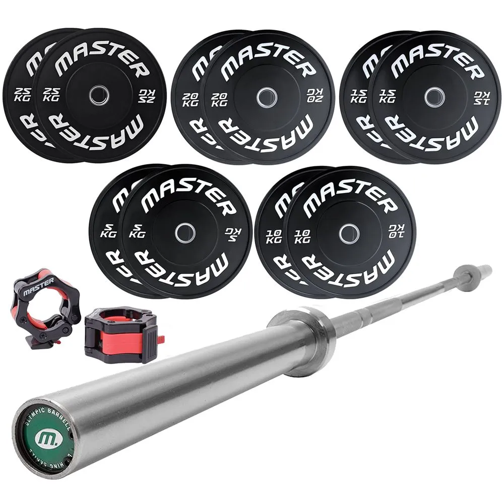 Master Fitness Bumperpaket 170 kg, Skivstångsset Bumper