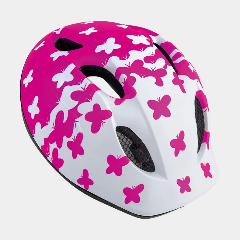 Met Superbuddy White Pink Butterflies/Matt, Cykelhjälm
