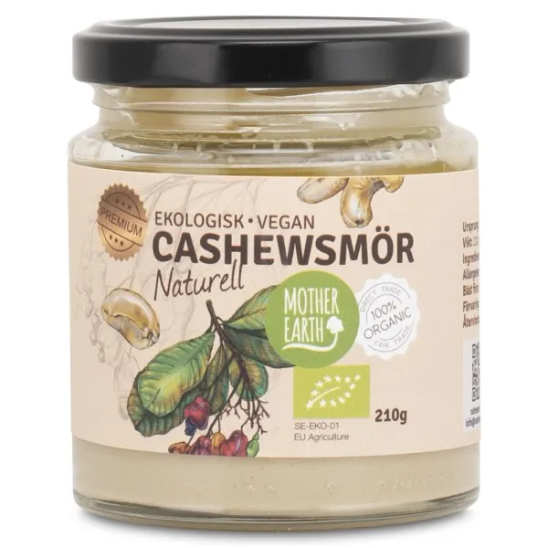 Mother Earth Cashewsmör Naturell Premium Eko, 210 g