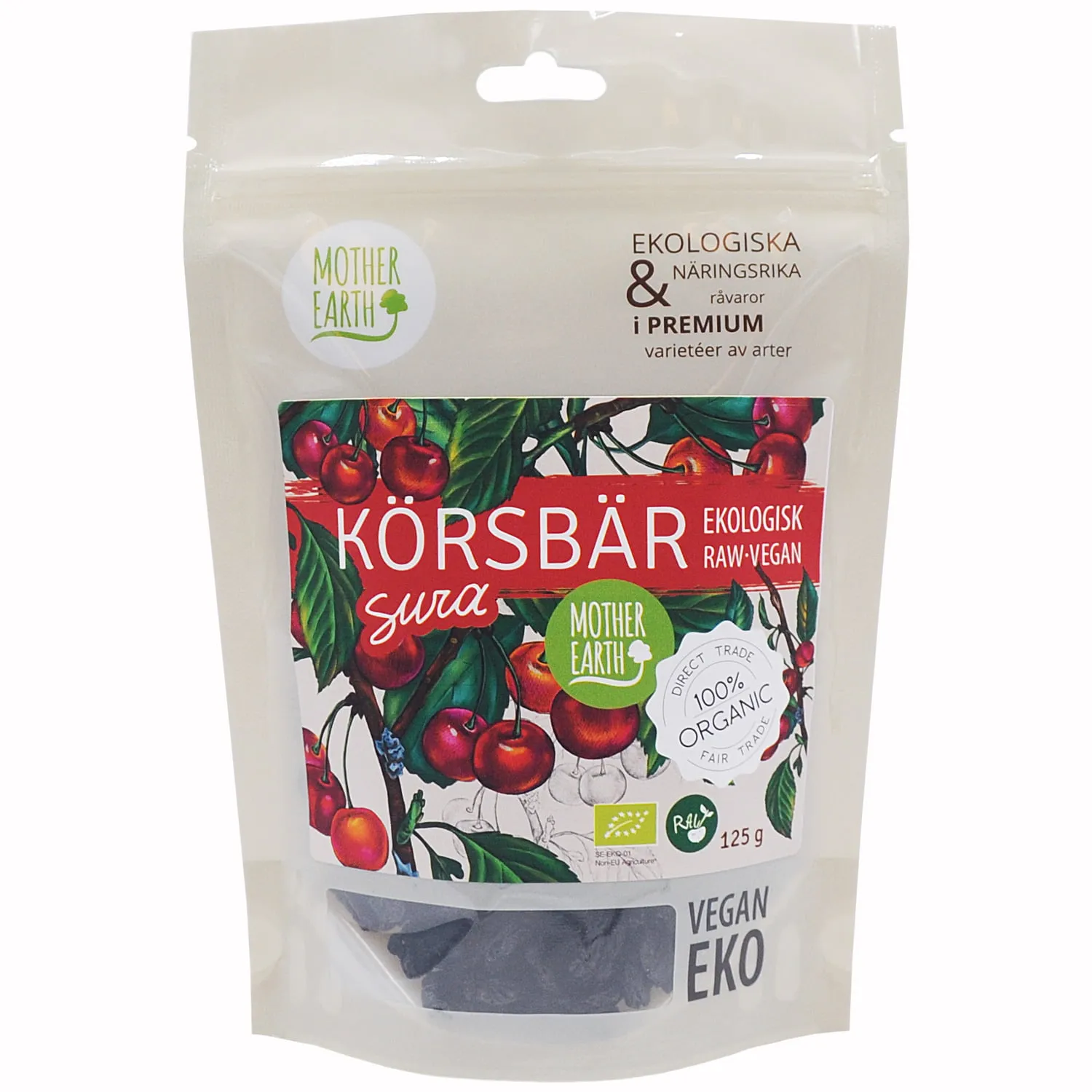 Mother Earth Körsbär Sura RAW&EKO 125g