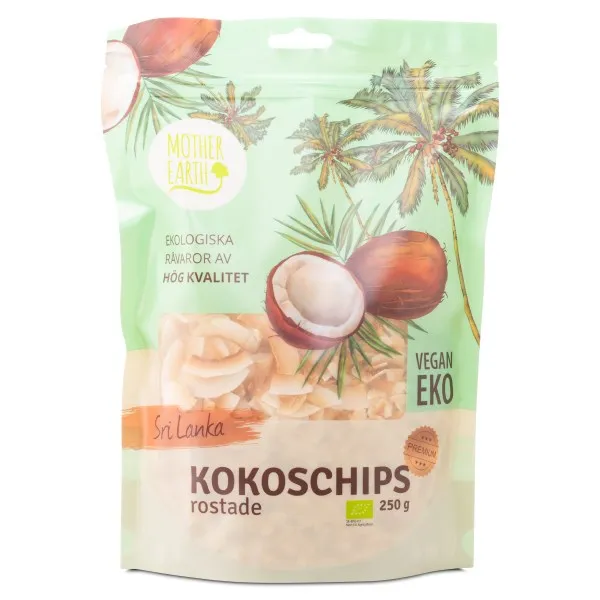Mother Earth Kokoschips Rostade Premium EKO, 250 g