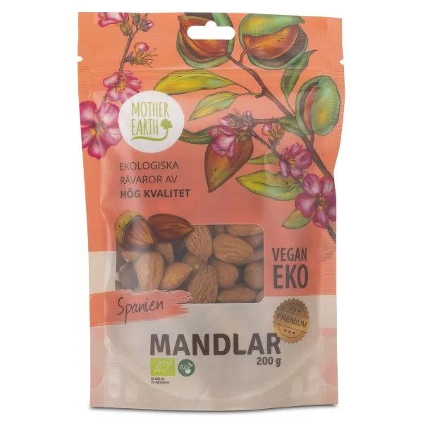 Mother Earth Mandlar Premium Raw & Eko, 200 g