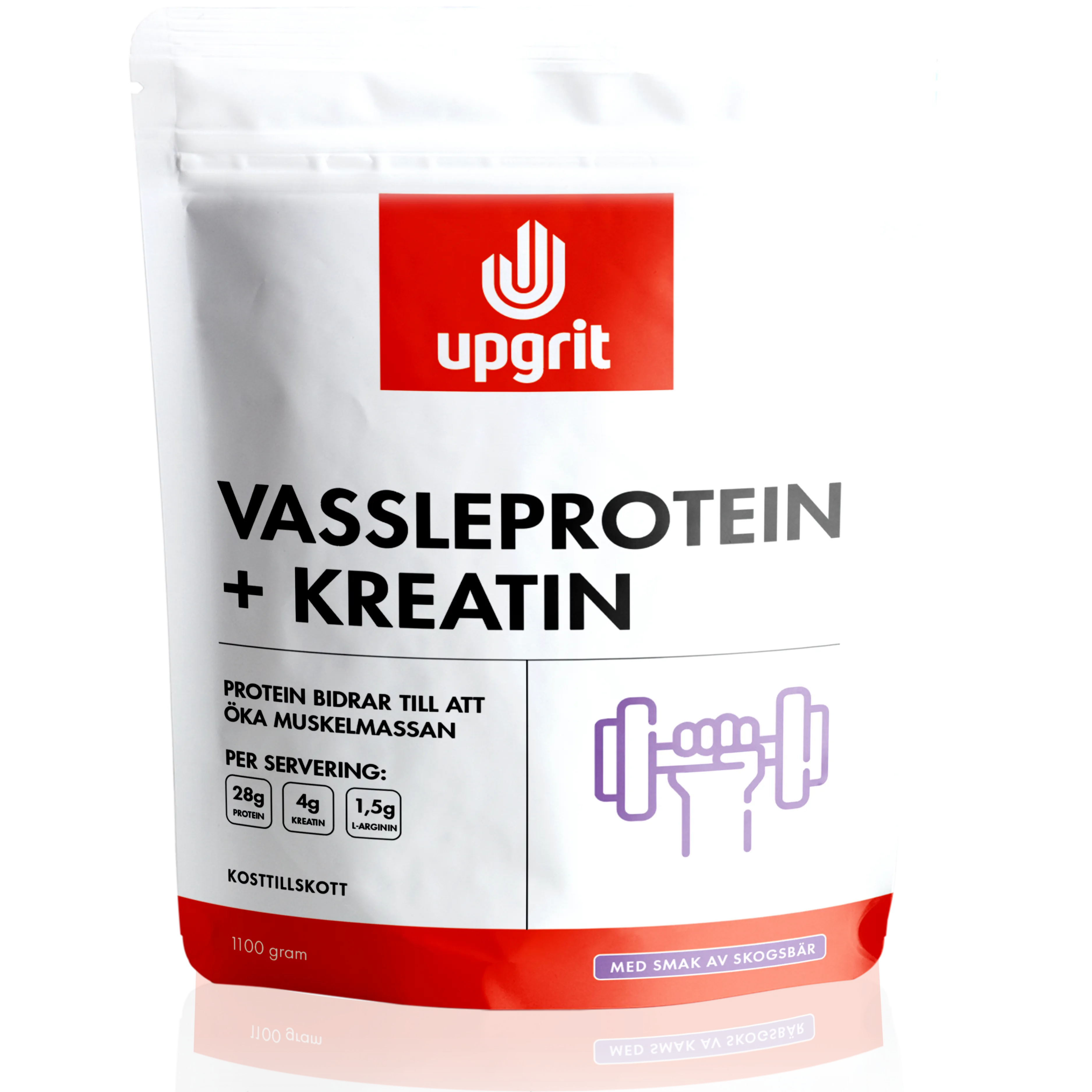 Upgrit Vassleprotein + Kreatin, Skogsbär - 1100 gram