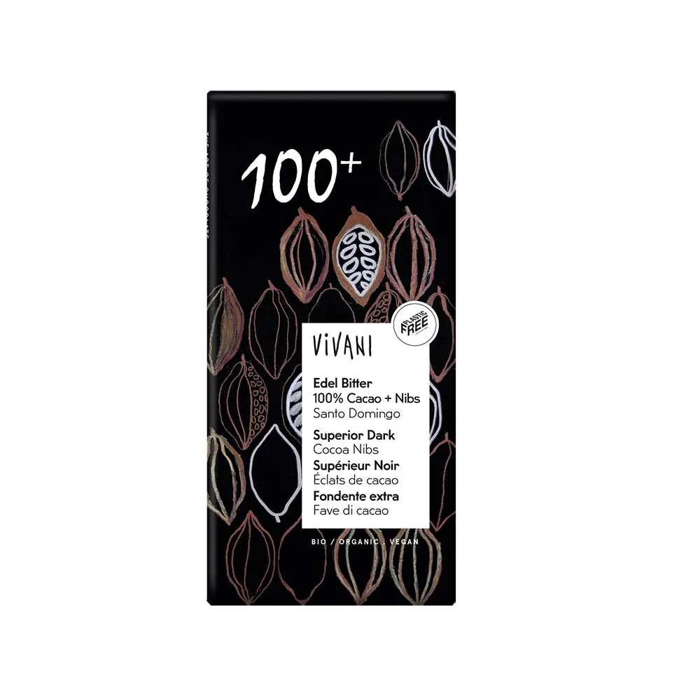Vivani Mörk Choklad Superior 100% Kakaonibs