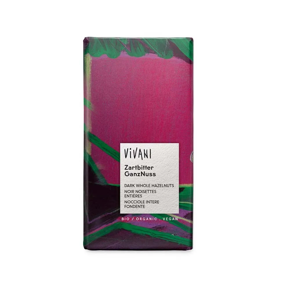 Vivani Mörk Choklad Vegansk Choklad Hel Hasselnöt