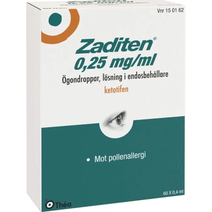Zaditen Ögondroppar lösning i endosbehållare 0,25 mg/ml 60 x 0,4 ml