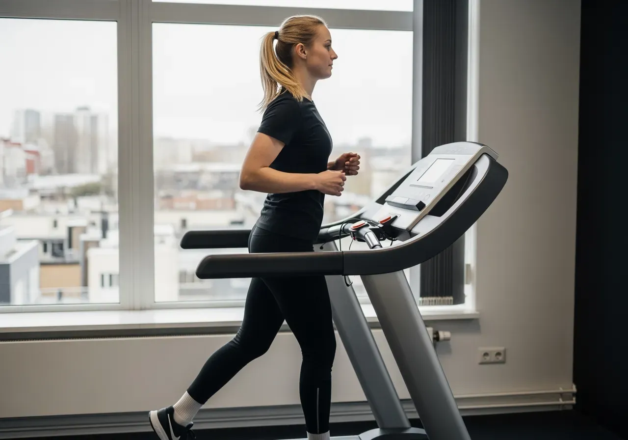 Intervallpass på löpband inomhus