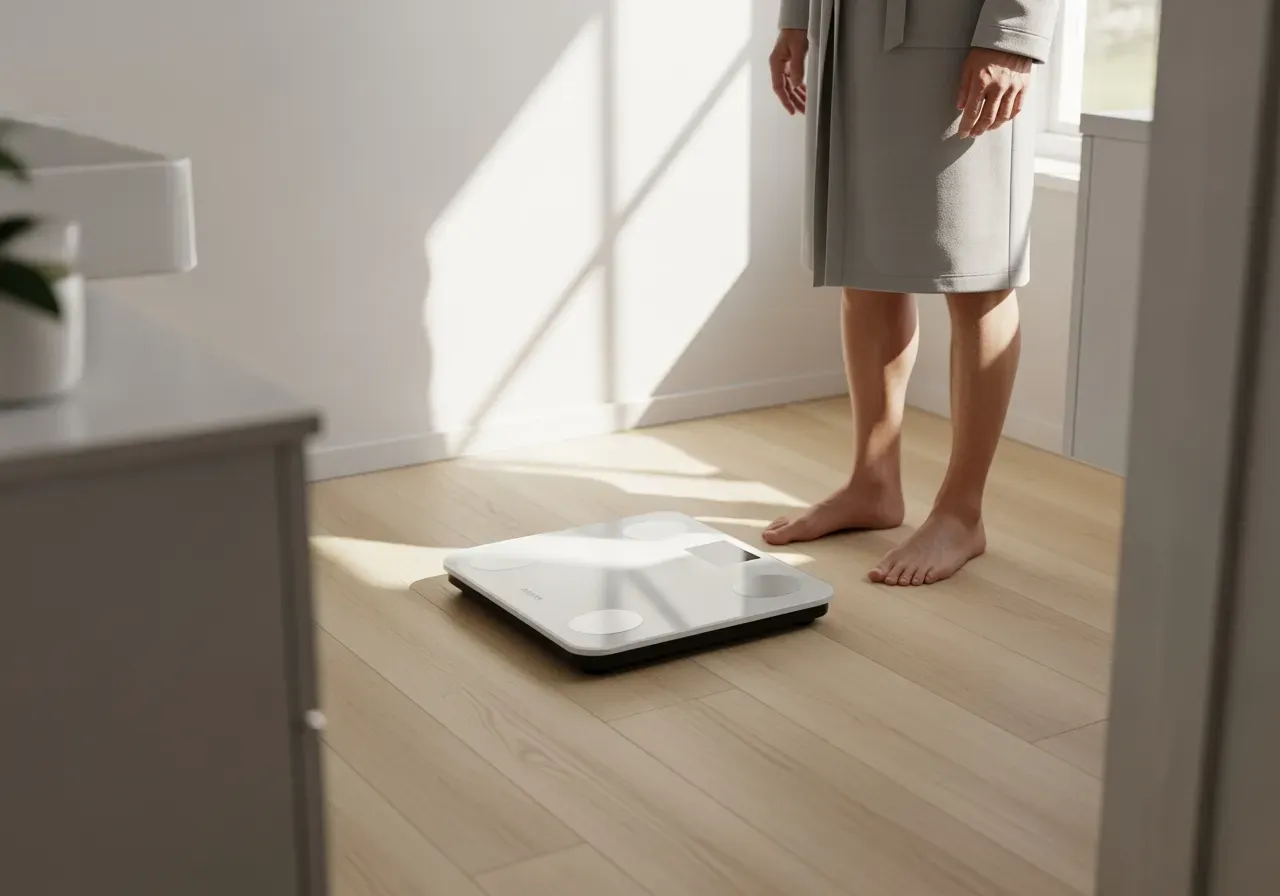 Omron personvåg i badrumsmiljö