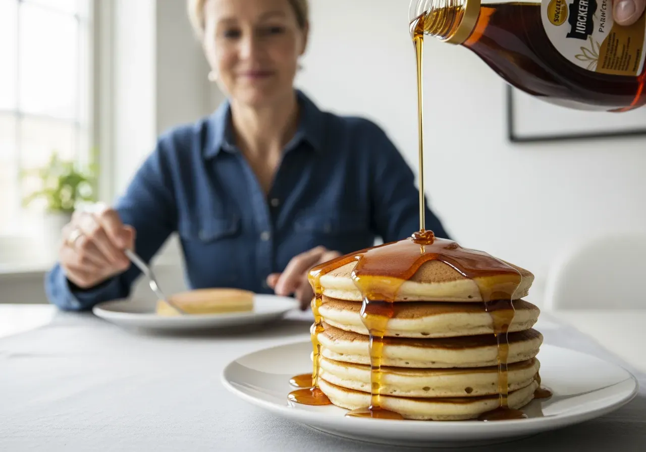Sockerfri sirap på pannkakor